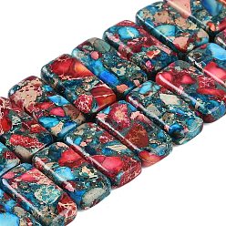 Разноцветный Натуральные имперские нитки из бисера яшмы, окрашенные, прямоугольные, красочный, 20.5x10.5x6 мм, отверстие : 1.1 мм, около 20 шт / нитка, 8.07 дюйм (20.5 см)