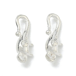 Серебро 925 застежки-крючки из стерлингового серебра, свинья, серебряные, 16x6.5x5.5 мм, отверстие : 1.2 мм