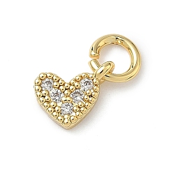 Настоящее золото 18K Латунные микро проложить кубического циркония сердце прелести, с целью перехода в кольце, без кадмия и без свинца, стойки покрытие, долговечный, реальный 18 k позолоченный, 6.5x8x2 мм, отверстие : 3.3 мм
