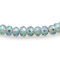 Темно-серый Полная радужная граненая нить стеклянных бусин рондель, темно-серый, 3x2 мм, отверстие : 1 мм, около 198 шт / нитка, 15.7 дюйм