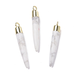 Говлит Подвески из натуральной говлитовой латуни, без кадмия и без свинца, пулевидный, золотой свет, 33~37x4~5 мм, отверстие : 2 мм