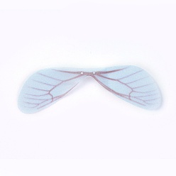 Bleu Acier Clair Bijoux de mode boucles d'oreilles bijoux accessoires, pendentifs en tulle de fibres, ailes de libellule, bleu acier clair, 18~19x85~90x0.1mm, Trou: 1mm