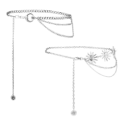 Платина 2 шт. 2 стили луна солнце сплав звено цепи на талию тело, украшения для бикини для женщин, платина, 400~1050 мм, 1 шт / стиль