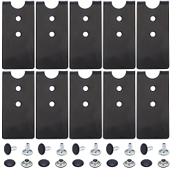 Noir 10sacs rivets en fer, plat rond, 10 pièces de clips de pare-soleil de voiture en acier au manganèse, noir, 8.5x8mm