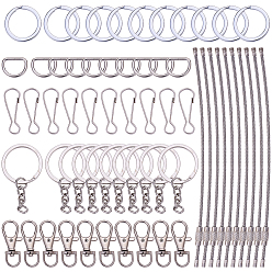 Mixed Color DIY Making, Iron/Alloy/Stainless Steel Keychain Ring and Clasps, Mixed Color, 30.5x11x6mm, Hole: 5x9mm