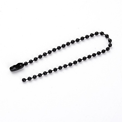 Black Iron Ball Chains with Connectors, Soldered, for Ball Chain Hang Tag Making, Black, 145~155x2~2.4mm, Head: 9x3.5x3.5mm