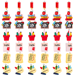 Mixed Color 42Pcs 7 Style Resin Pendants, with Platinum Iron Loops, Mixed Shapes, Mixed Color, 19~31x19~28x4~8.5mm, Hole: 1.8~2mm, 6pcs/style