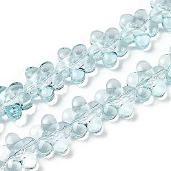 Темно-бирюзовый Прозрачные стеклянные бусины, цветка сливы, темные бирюзовый, 12~13x12~13x7 мм, отверстие : 1 мм, около 59~60 шт / нитка, 24.80~25.20'' (63~64 см)