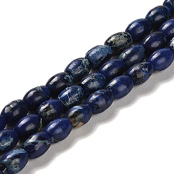 Dark Blue Synthetic Regalite/Imperial Jasper/Sea Sediment Jasper Beads Strands, Dyed, Rice, Dark Blue, 6x4~4.5mm, Hole: 0.9mm, about 67pcs/strand, 15.94 inch(40.5cm)