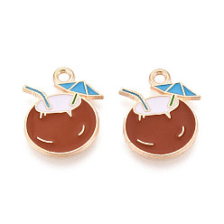Другие Подвески из сплава и эмали на пляжную тематику, золотой свет, кокос, 17.9x14.8x1 мм, отверстие : 1.8 мм