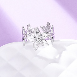 Платина Латунные регулируемые открытые манжеты для женщин, без кадмия, без никеля и без свинца, цветок, платина, 15 мм