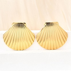 Настоящее золото 18K 304 серьги-гвоздики в форме ракушки из нержавеющей стали, вакуумное покрытие pvd, реальный 18 k позолоченный, 28.5x32 мм