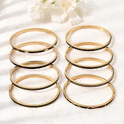 Black 304 Stainless Steel Enamel Hinged Cuff Bangles for Women, Ion Plating(IP), Real 18K Gold Plated, Black, Inner Diameter: 1.97x2.36 inch(5x6cm)