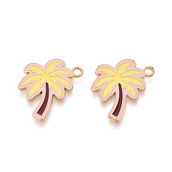 Шампанско-Желтый Подвески из эмали и сплава, очарование кокосовой пальмы, золотые, шампанское желтый, 23.5~24x21.5x1.5 мм, отверстие : 2 мм
