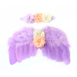 Лиловый Мини-кукла с крыльями ангела и перьями, с лентой для волос, для изготовления салфеток своими руками, реквизит для детской фотосъемки, украшения, аксессуары, сирень, 180x285 мм