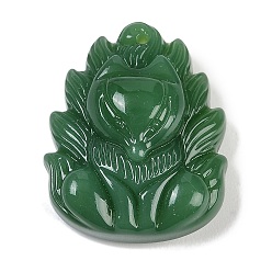 Морско-зеленый Стеклянные подвески, лиса прелести, цвета морской волны, 30x24x10 мм, отверстие : 1 мм