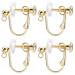 Настоящее золото 18K 20шт. 316 фурнитура для сережек-клипс из нержавеющей стали, с 20 силиконовыми подушечками, реальный 18 k позолоченный, 16x13x5 мм, отверстие : 1.5 мм