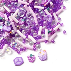 Сине-фиолетовый Кабошоны из полимерной глины ручной работы и пластиковые бусины для изготовления фурнитуры для бижутерии своими руками, разнообразные, синий фиолетовый, 2~8x2~7x0.5~5.5 мм