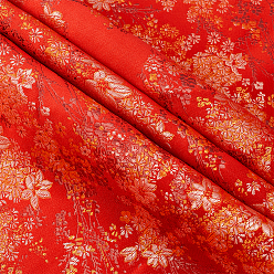 Red Chinese-style Flower Pattern Polyester Fabric for Clothing & Home Decor, Red, 1000x1480x0.8mm