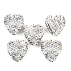 Кристалл Подвески из сплава глины со стразами, сердце, кристалл, 43x41x22 мм, отверстие : 2.5 мм
