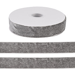 Dunkelgrau 10 Yards Polyester-Samtband, silbernes Glitzerband, für diy Schmuck machen, dunkelgrau, 1 Zoll (25~26 mm)