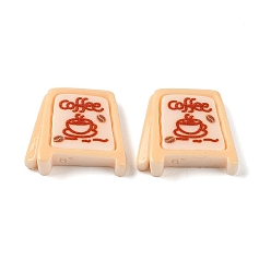 Другие Кофейная тема, непрозрачная смола, декодированные кабошоны, тротуарный знак, 22x23.5x7 мм