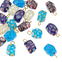 (52) Непрозрачная лаванда 20шт. подвески из стекла миллефиори ручной работы, с железной фурнитурой, разноцветные, 20 мм, отверстие : 2.3 мм, 20 шт / комплект