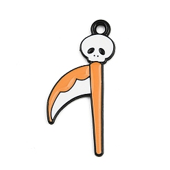 Skull Подвески из сплава хэллоуина с эмалью, чёрные, череп, 29.5x14x1 мм, отверстие : 1.8 мм