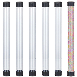 Clear Transparent PVC Plastic Bead Storage Tubes, with Black Lid, Clear, 22.3x2~2.15cm, Inner Diameter: 1.9cm