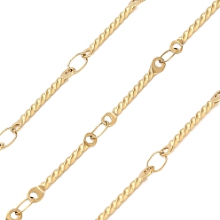 Настоящее золото 18K 304 Цепи с витыми звеньями из нержавеющей стали, пайки, ионное покрытие (ip), с катушкой, реальный 18 k позолоченный, 15x2.5x1.5 мм, около 32.81 футов (10 м) / рулон