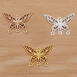 (52) Непрозрачная лаванда Сплав ссылки люстра компонент, бабочка, разноцветные, 22x30 мм