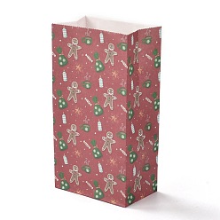 Gingerbread Man Рождественские тематические прямоугольные бумажные пакеты, без ручки, для подарочного пакета и продуктового пакета, пряничный человечек, 12x7.5x23 см