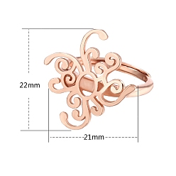 Розовое Золото Регулируемый 925 серебряное кольцо регулируемое кольцо фурнитура, настройки кольца с поворотным зубцом, розовое золото , картина: 22x21 мм, внутренний диаметр: 19 мм