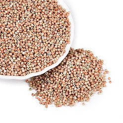Dark Salmon Picasso Glass Seed Beads, Round Hole, Rondelle, Dark Salmon, 2~2.5x1.5~2mm, Hole: 0.7~0.8mm, about 36000pcs/pound