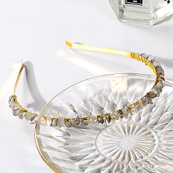 Лунный Камень Обручи для волос из натуральной крошки лунного камня, обернутые проволокой, с металлическим обручем, для женщин девушек, 140x120x25 мм