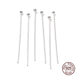 Платина Плоские головки из стерлингового серебра с родиевым покрытием, устойчивые к потускнению, платина, 925 датчик, 22 мм, Руководитель: 35x0.6 mm