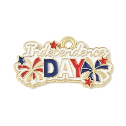 Слово Эмалевые подвески из сплава в честь Дня независимости, золотые, слово, 14x26x1 мм, отверстие : 1.8 мм
