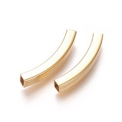 Золотой 304 шарики из нержавеющей стальной трубы, квадратное отверстие, золотые, 38x5x5 мм, отверстие : 4x4 мм