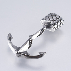 Античное Серебро 304 из нержавеющей стали застежками крюк, для изготовления кожаных браслетов, якорь, античное серебро, 39x28x7 мм, отверстие : 5x10 мм