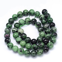 Ruby in Zoisite Round Natural Ruby in Zoisite Bead Strands, 8mm, Hole: 1mm, about 49pcs/strand, 15.3 inch