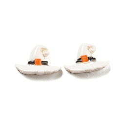 Hat Кабошоны из смолы на тему Хэллоуина, белые, ведьма шляпа, 11x17.5x5.5 мм