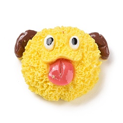 Желтый Мультяшные непрозрачные кабошоны из смолы, форма собаки, желтые, 20.5x25x11 мм