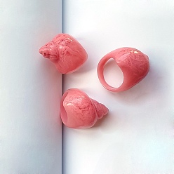 Светло-Коралловый Кольца из смолы для женщин, форма раковины, свет коралловый, 27 мм, размер США 8 1/2 (18.5 мм)