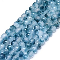 Стально-синий Натуральный Malaysia нефритовые бусы пряди, окрашенная и подогревом, круглые, стальной синий, 4~4.5 мм, отверстие : 0.8 мм, около 85~88 шт / нитка, 14.57~14.96 дюйм (37~38 см)