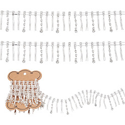 Серебро 1 двор железные стразы чашки цепи, цепочки кисточек, с карточной бумагой, серебряные, 35x5 мм