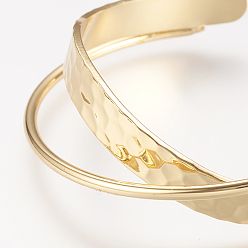 Real 18K Gold Plated Brass Cuff Bangle, Real 18K Gold Plated, 1-3/4 inchx2 inch(46x52mm)