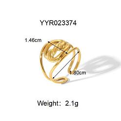 Oval 304 из нержавеющей стали Манжета кольца для женщин, реальный 18 k позолоченный, овальные, 14.6 мм, внутренний диаметр: 18 мм