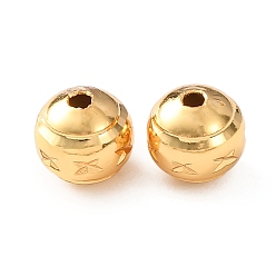 Настоящее золото 24K Латунные бусины, текстурированная круглая, стойки покрытие, долговечный, без кадмия и без свинца, реальный 24 k позолоченный, 8x7.5 мм, отверстие : 1.6 мм
