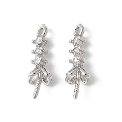 Платина Латунь микропаве из кубического циркония, для полуразрушенной бусины, без свинца и без кадмия, долговечный, стойки покрытие, платина, 16x6x6 мм, отверстие : 1 мм