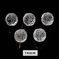 Круглые Резные бусины из натурального кварцевого кристалла, ювелирные аксессуары своими руками, круглые, 14 мм